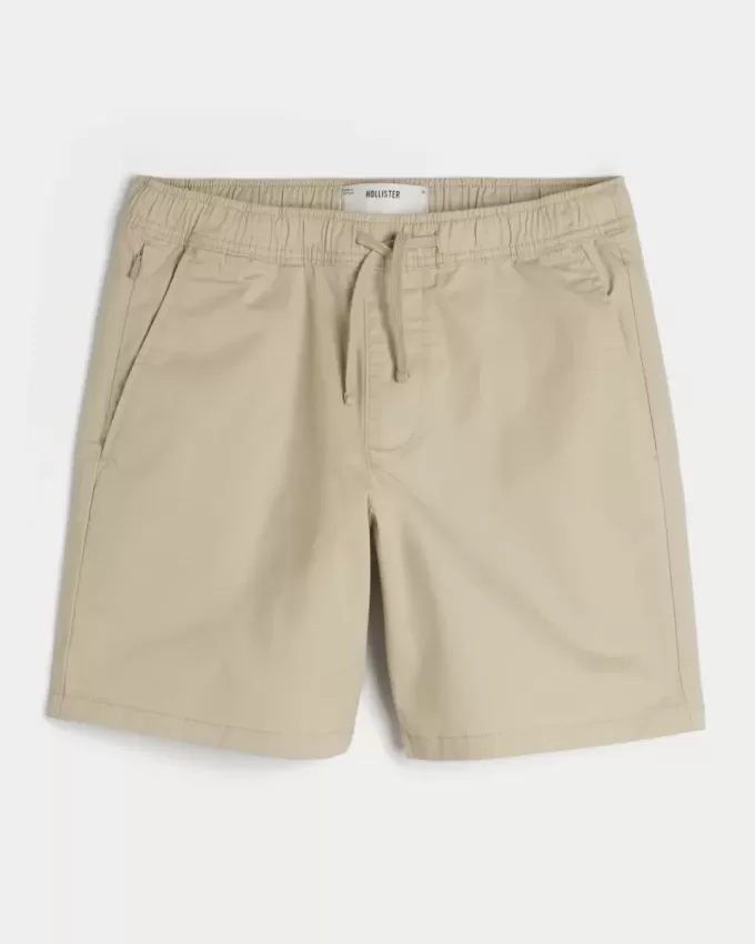 Pantaloni scurți de sarg cu tragere deasupra genunchiului Pantaloni scurți de sarg cu tragere deasupra genunchiului