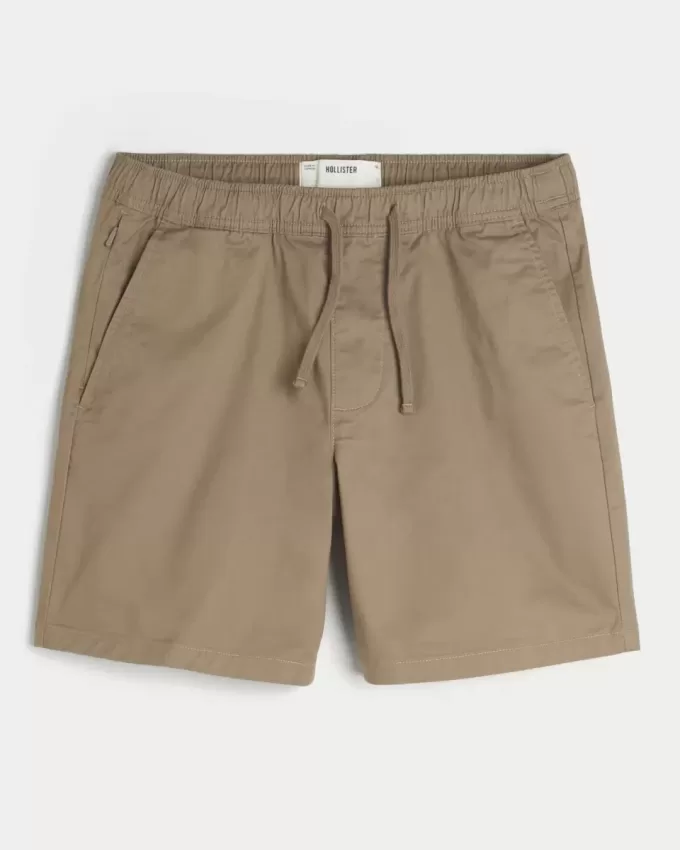 Pantaloni scurți de sarg cu tragere deasupra genunchiului Pantaloni scurți de sarg cu tragere deasupra genunchiului