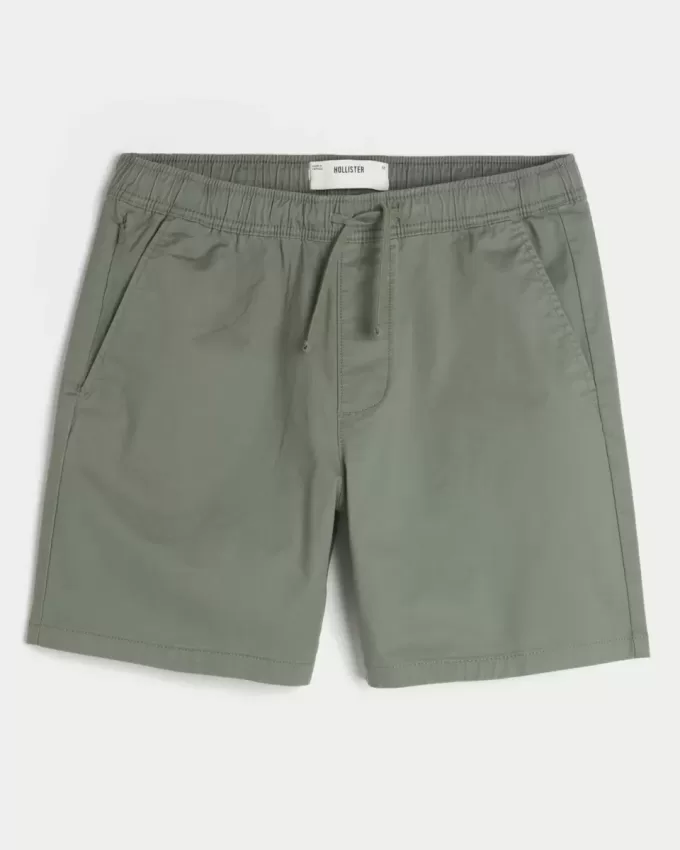 Pantaloni scurți de sarg cu tragere deasupra genunchiului Pantaloni scurți de sarg cu tragere deasupra genunchiului