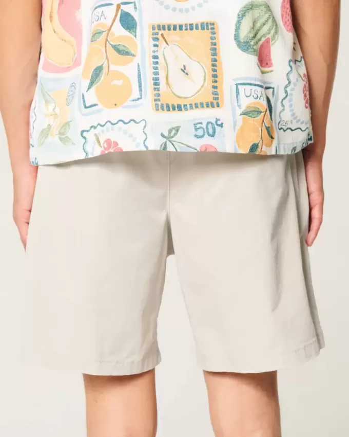 Pantaloni scurți de sarg cu tragere deasupra genunchiului Pantaloni scurți de sarg cu tragere deasupra genunchiului