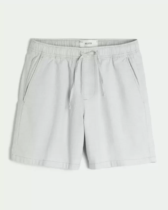 Pantaloni scurți din amestec de in deasupra genunchiului Pantaloni scurți din amestec de in deasupra genunchiului