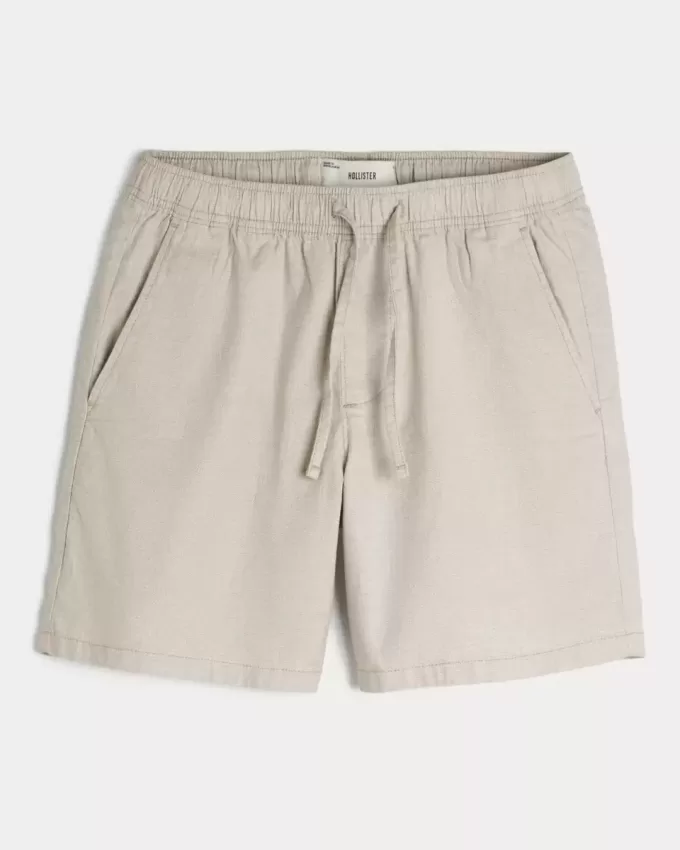 Pantaloni scurți din amestec de in deasupra genunchiului Pantaloni scurți din amestec de in deasupra genunchiului