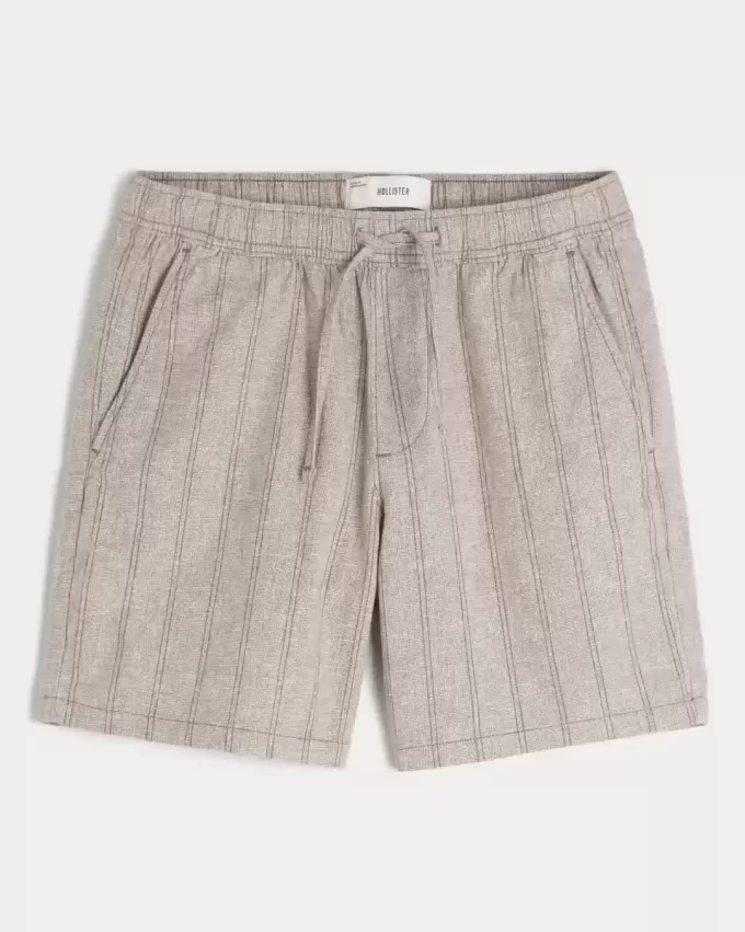 Pantaloni scurți din amestec de in deasupra genunchiului Pantaloni scurți din amestec de in deasupra genunchiului