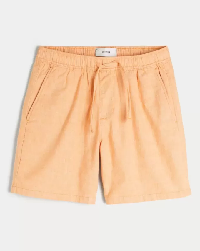 Pantaloni scurți din amestec de in deasupra genunchiului Pantaloni scurți din amestec de in deasupra genunchiului