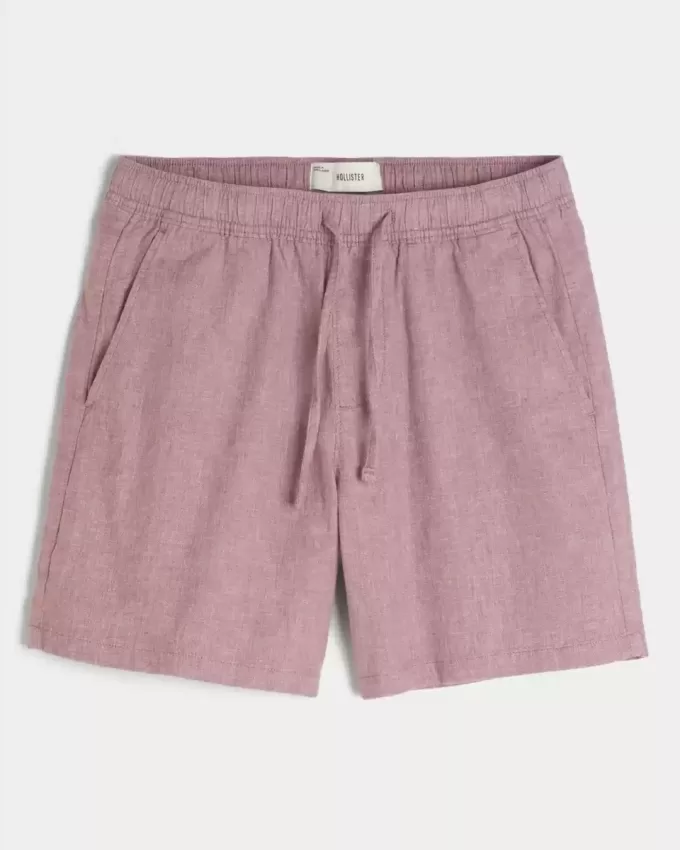 Pantaloni scurți din amestec de in deasupra genunchiului Pantaloni scurți din amestec de in deasupra genunchiului