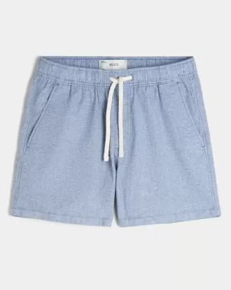 Pantaloni scurți din amestec de in la jumătatea coapsei