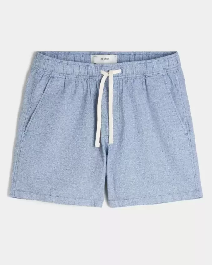 Pantaloni scurți din amestec de in la jumătatea coapsei