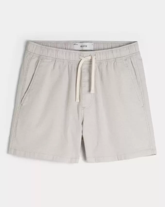 Pantaloni scurți din amestec de in la jumătatea coapsei