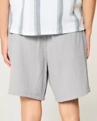 Pantaloni scurți din bumbac cu crinkle deasupra genunchiului