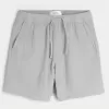 Pantaloni scurți din bumbac cu crinkle deasupra genunchiului