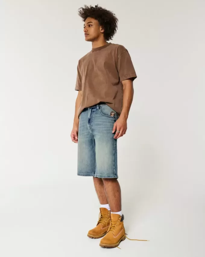 Pantaloni scurți din denim cu spalare medie Taz Graphic
