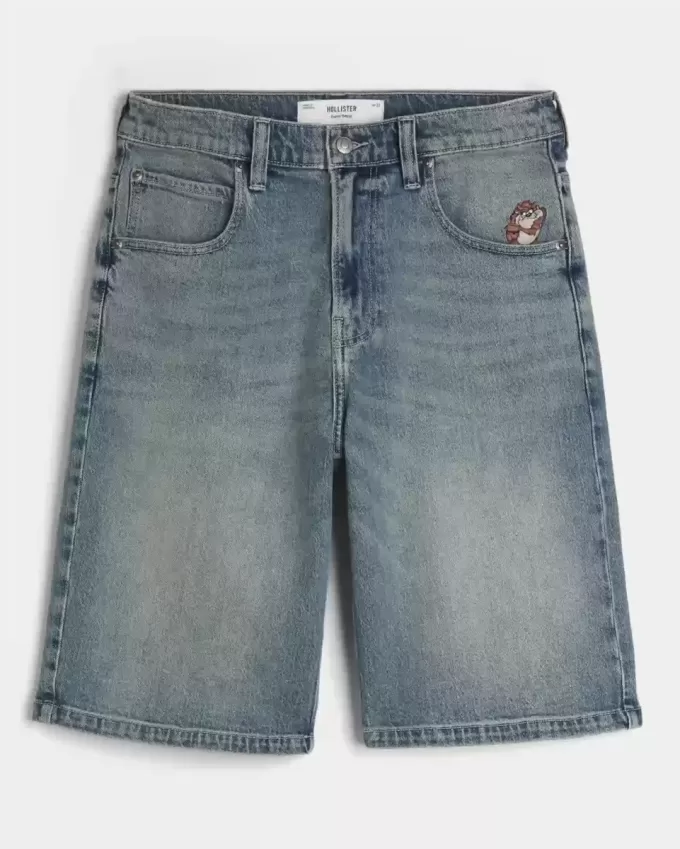 Pantaloni scurți din denim cu spalare medie Taz Graphic