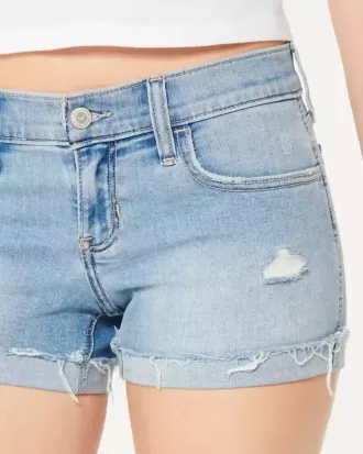Pantaloni scurți din denim cu talie joasă, decolorați