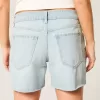 Pantaloni scurți din denim largi, cu talie joasă, spălat ușor, 5 inchi Pantaloni scurți din denim largi, cu talie joasă, spălat ușor, 5 inchi