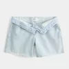 Pantaloni scurți din denim largi, cu talie joasă, spălat ușor, 5 inchi Pantaloni scurți din denim largi, cu talie joasă, spălat ușor, 5 inchi