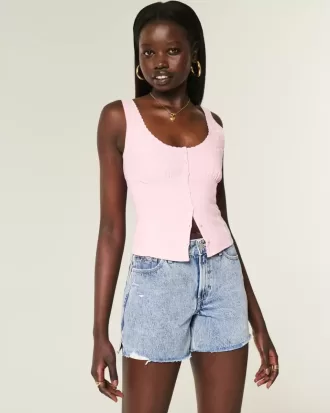 Pantaloni scurți din denim largi, cu talie mare, spalare medie, 5 inchi
