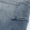 Pantaloni scurți din denim largi, spalat la culoare închisă