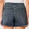 Pantaloni scurți din denim relaxați, cu talie înaltă, de culoare închisă, 5″ Pantaloni scurți din denim relaxați, cu talie înaltă, de culoare închisă, 5″