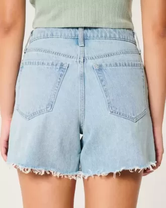 Pantaloni scurți din denim relaxați, cu talie înaltă, decolorați, 5″