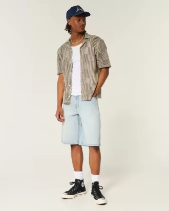 Pantaloni scurți din denim super largi cu grafic Dice Light Wash