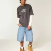 Pantaloni scurți din denim super largi cu grafic Skull Pantaloni scurți din denim super largi cu grafic Skull