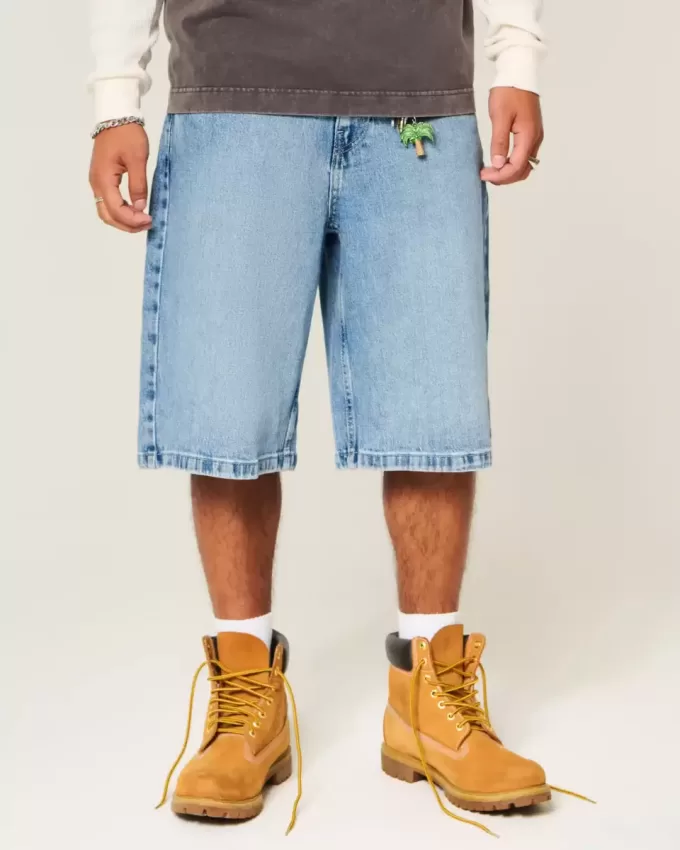 Pantaloni scurți din denim super largi cu grafic Skull Pantaloni scurți din denim super largi cu grafic Skull