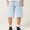 Pantaloni scurți din denim super largi cu spălare ușoară Pantaloni scurți din denim super largi cu spălare ușoară