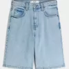 Pantaloni scurți din denim super largi cu spălare ușoară Pantaloni scurți din denim super largi cu spălare ușoară