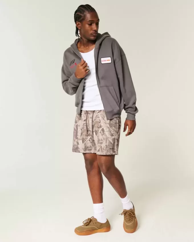 Pantaloni scurți din lână camuflat la jumătatea coapsei Pantaloni scurți din lână camuflat la jumătatea coapsei