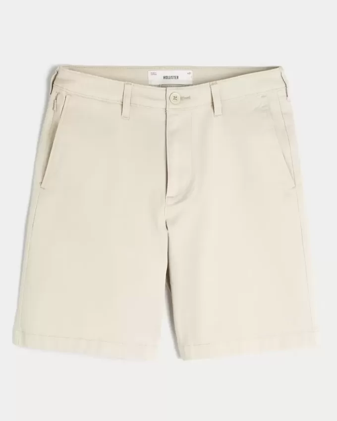 Pantaloni scurți din twill până la genunchi Pantaloni scurți din twill până la genunchi