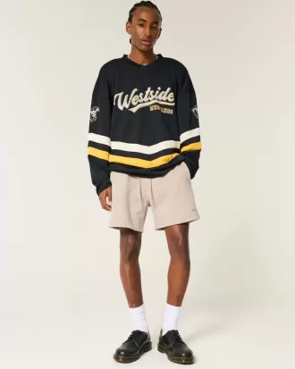 Pantaloni scurți Hollister Feel Good Fleece la mijlocul coapsei