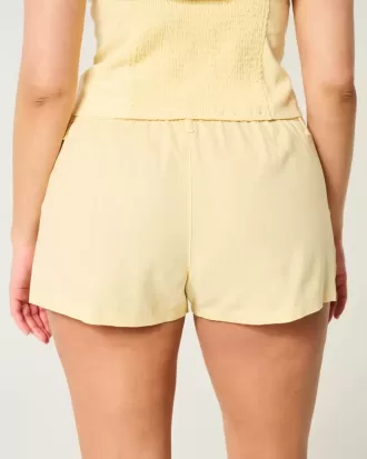 Pantaloni scurți Hollister Livvy cu talie joasă din amestec de in