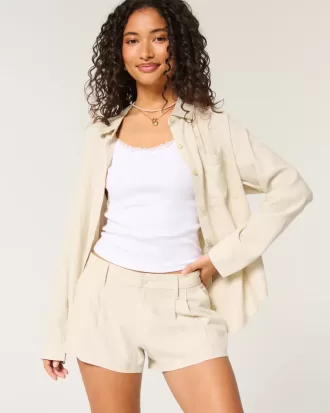 Pantaloni scurți Hollister Livvy, cu talie joasă, din amestec de in, 3″