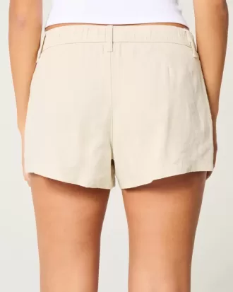 Pantaloni scurți Hollister Livvy, cu talie joasă, din amestec de in, 3″