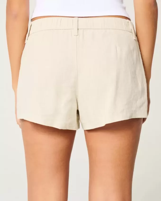 Pantaloni scurți Hollister Livvy, cu talie joasă, din amestec de in, 3″ Pantaloni scurți Hollister Livvy, cu talie joasă, din amestec de in, 3″