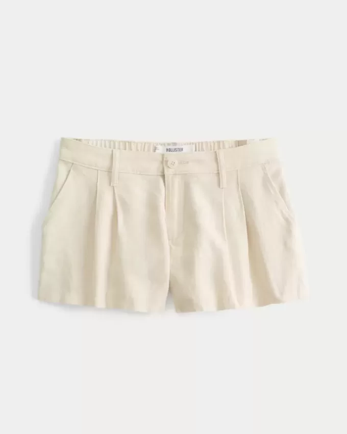 Pantaloni scurți Hollister Livvy, cu talie joasă, din amestec de in, 3″ Pantaloni scurți Hollister Livvy, cu talie joasă, din amestec de in, 3″