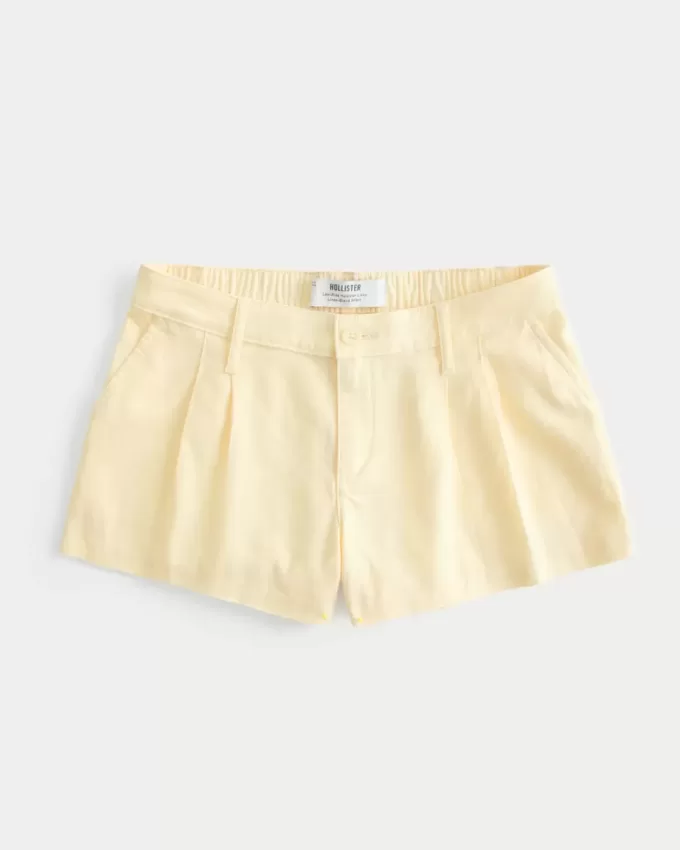 Pantaloni scurți Hollister Livvy cu talie joasă din amestec de in Pantaloni scurți Hollister Livvy cu talie joasă din amestec de in