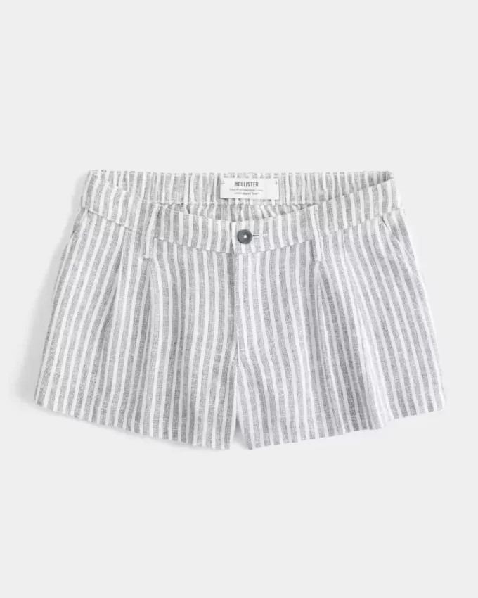 Pantaloni scurți Hollister Livvy cu talie joasă din amestec de in Pantaloni scurți Hollister Livvy cu talie joasă din amestec de in