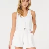 Pantaloni scurți Hollister Livvy cu talie mare, din amestec de in Pantaloni scurți Hollister Livvy cu talie mare, din amestec de in