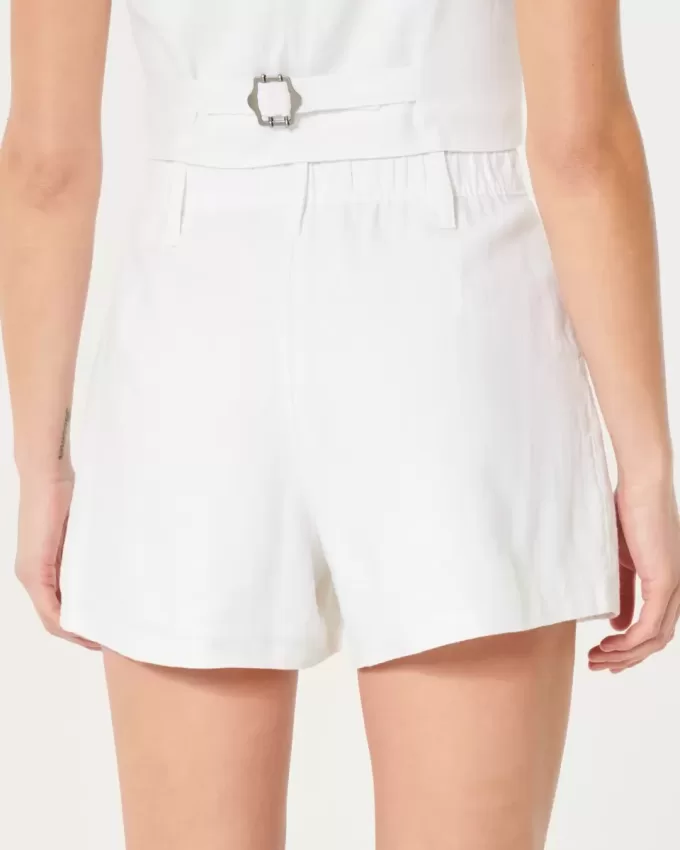 Pantaloni scurți Hollister Livvy cu talie mare, din amestec de in Pantaloni scurți Hollister Livvy cu talie mare, din amestec de in