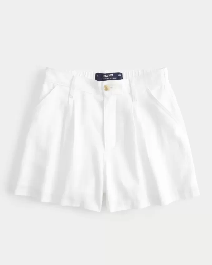 Pantaloni scurți Hollister Livvy cu talie mare, din amestec de in Pantaloni scurți Hollister Livvy cu talie mare, din amestec de in