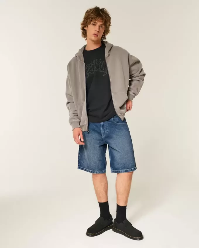 Pantaloni scurți largi din denim Pantaloni scurți largi din denim