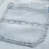 Pantaloni scurți largi din denim cu broderie cu lanț Pantaloni scurți largi din denim cu broderie cu lanț