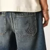 Pantaloni scurți largi din denim cu grafic șarpe