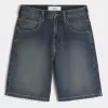 Pantaloni scurți largi din denim cu grafic șarpe