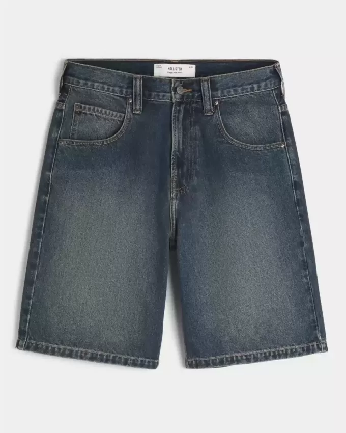 Pantaloni scurți largi din denim cu grafic șarpe