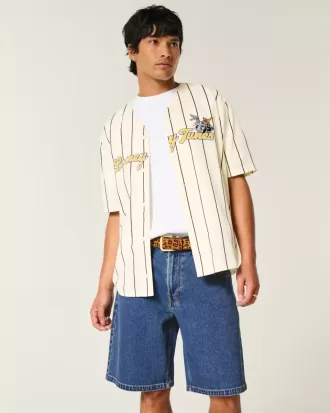 Pantaloni scurți largi din denim cu spălare medie