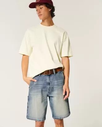 Pantaloni scurți largi din denim cu spălare medie