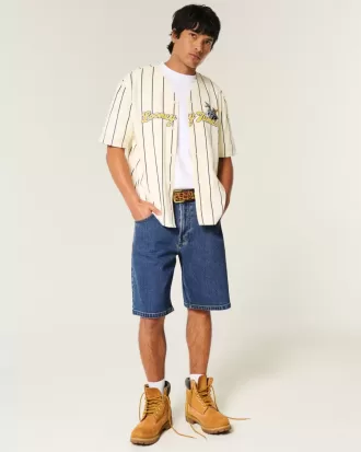 Pantaloni scurți largi din denim cu spălare medie