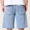 Pantaloni scurți largi din denim cu spălare medie Pantaloni scurți largi din denim cu spălare medie